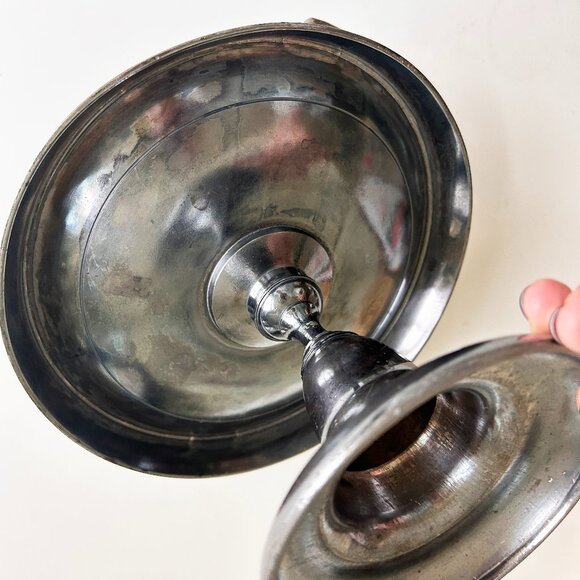 Vintage Pedastal Bride Basket Silver Tray with etching - Picture 3 of 9